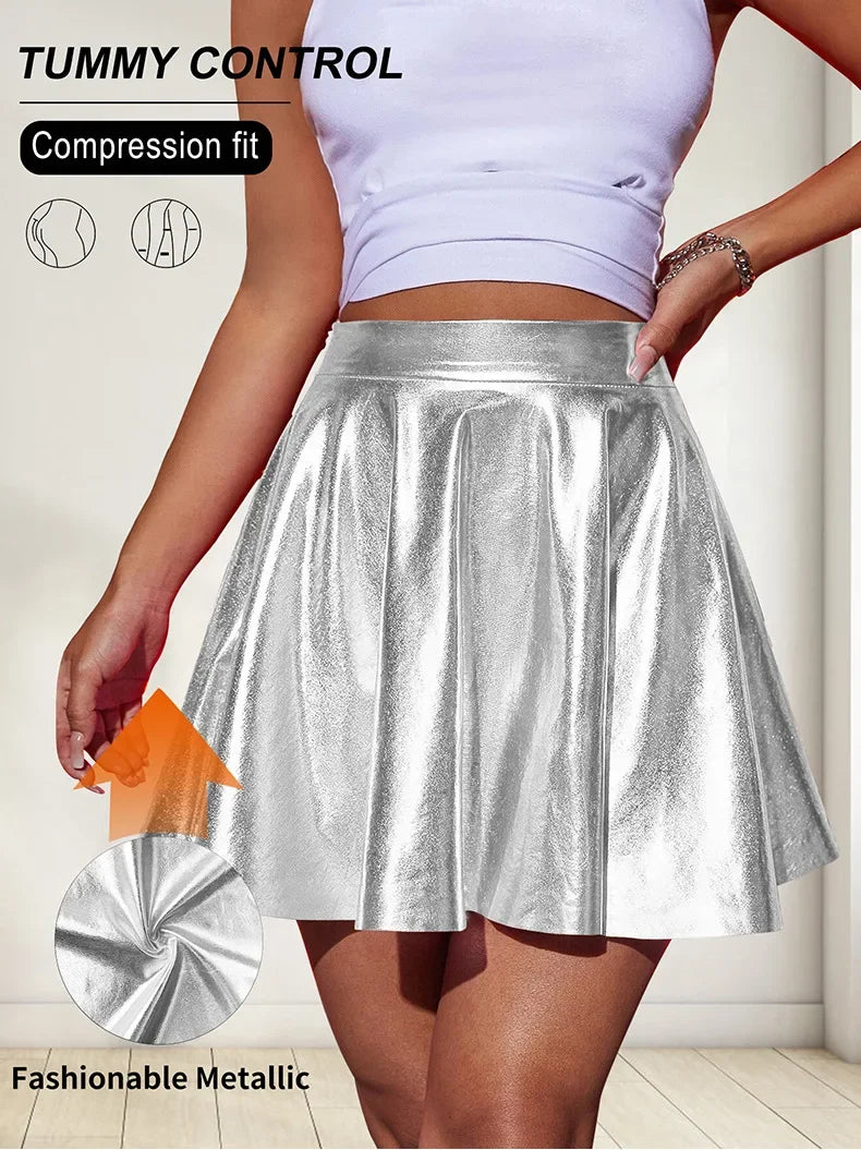 Faux Leather High Waist Yoga Skirt