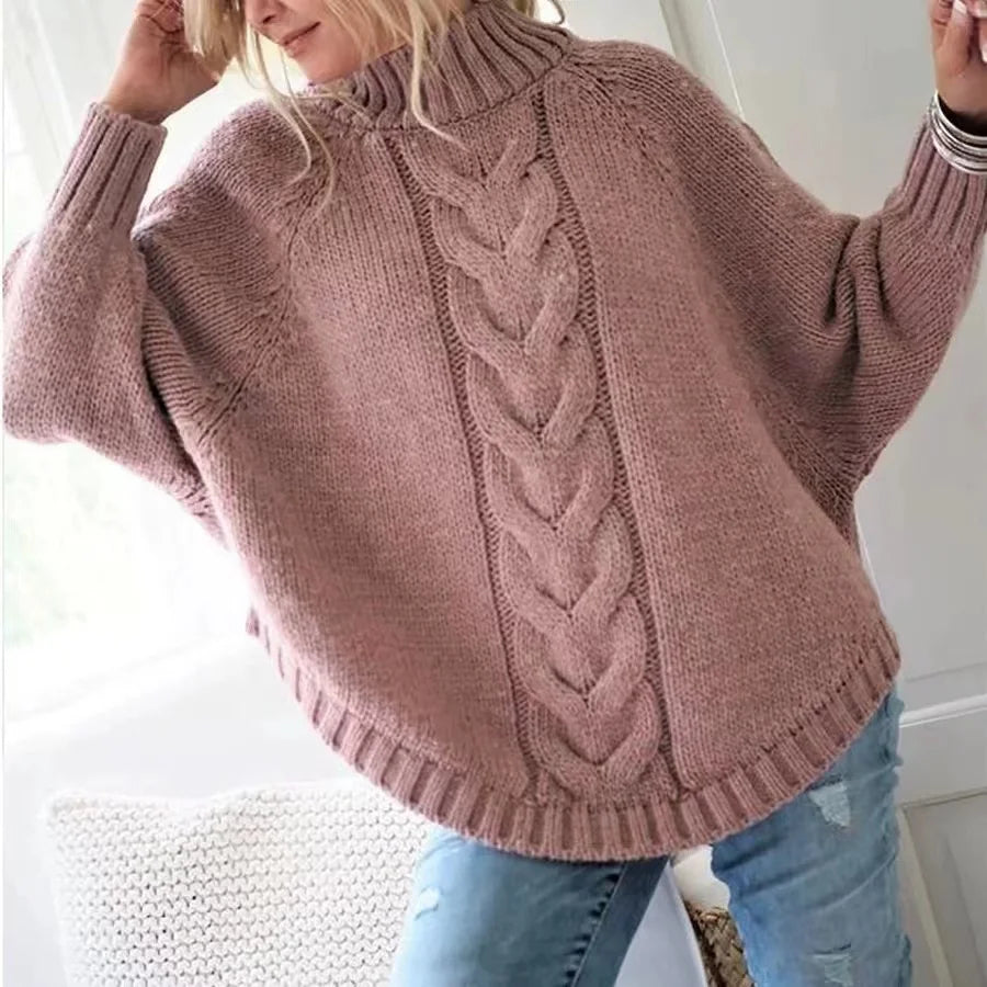 Women’s Loose Fit Cable Pullover - Jeglowstore