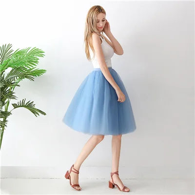 High Waist Tulle Midi Skirt