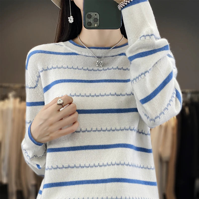 Women’s Two-Color Knit Sweater - Jeglowstore