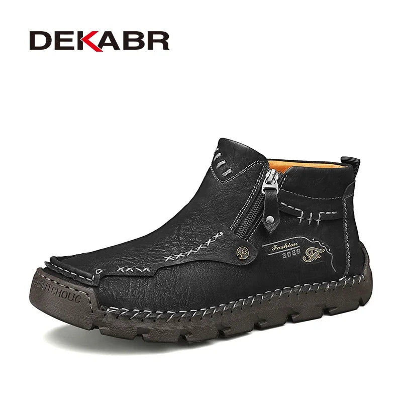 Men’s Fur-Lined Leather Ankle Boots - Jeglowstore