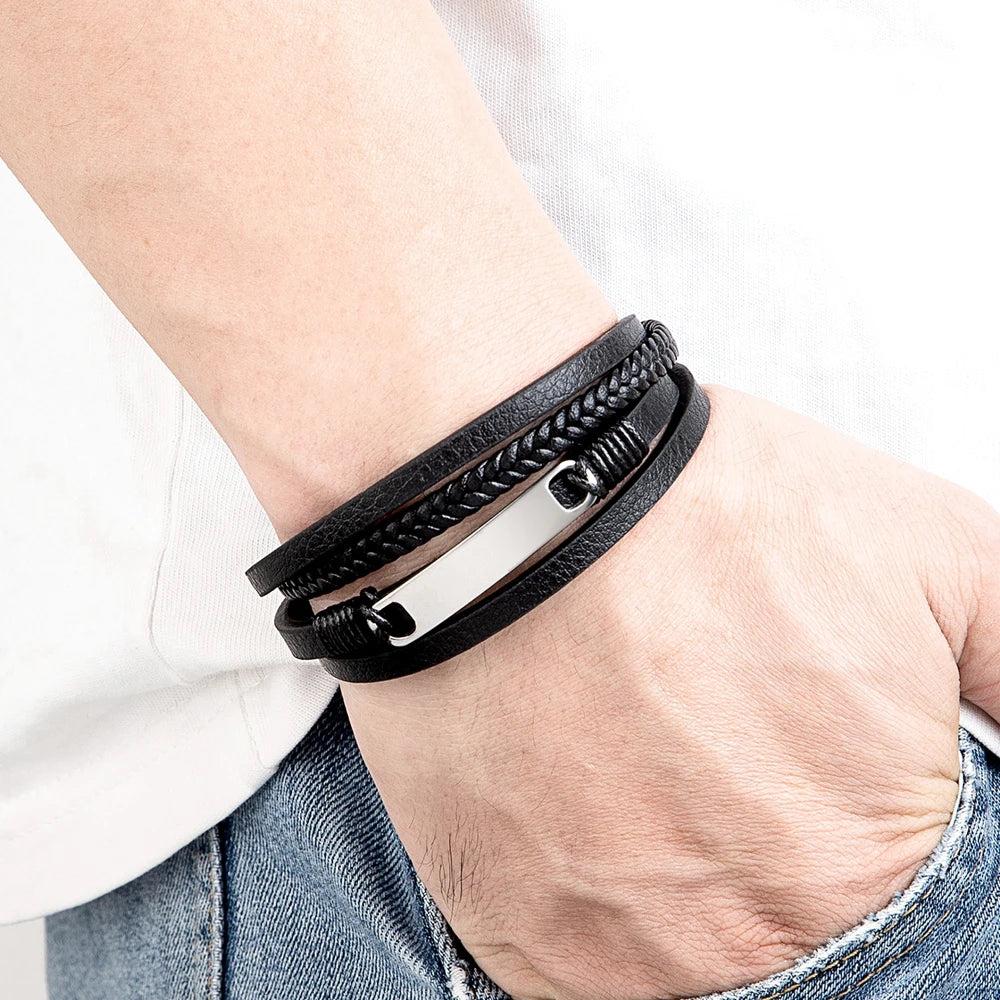 Men’s Multilayer Braided Leather Bracelet - Jeglowstore
