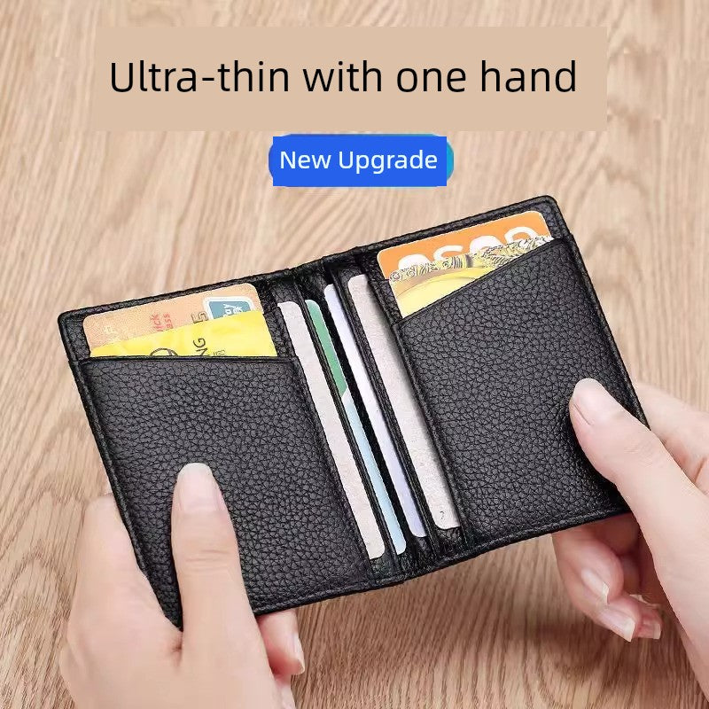 Ultra-Thin Genuine Leather Card Holder Men Driver's License Wallet Small and Simple Multi-Card Card Clip