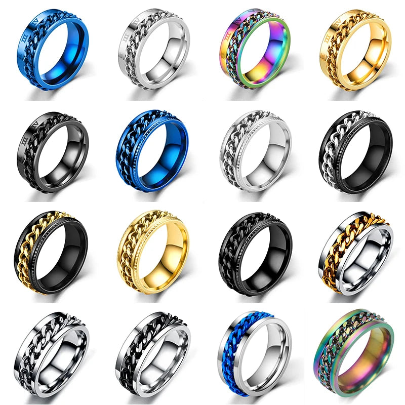 Rotatable Chain Fidget Ring for Men - Jeglowstore