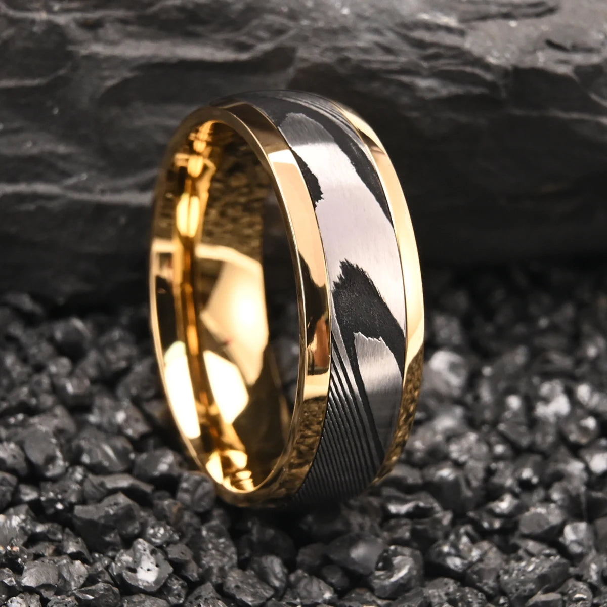 8mm Damascus Steel Wedding Ring - Jeglowstore