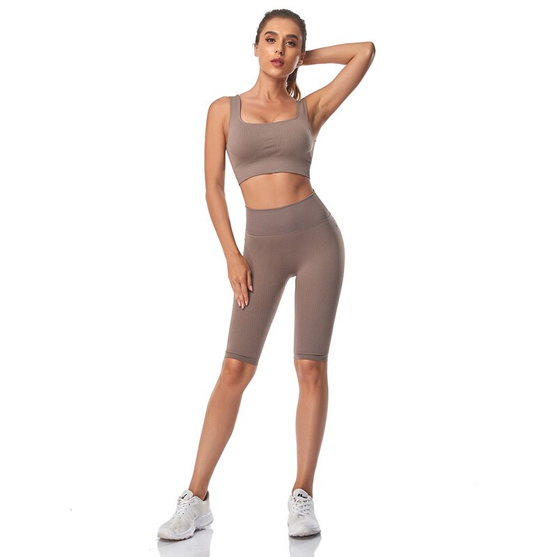 WAREBALL Seamless Women Yoga Set Sports Bra Sports Shorts Fitness Wear Outfit 2 Piece Gym Yoga Sets Workout Suits