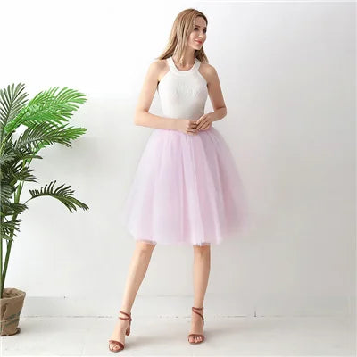 High Waist Tulle Midi Skirt