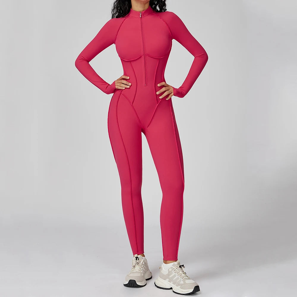 Women’s Long Sleeve Workout Bodysuit High-Intensity Jumpsuit