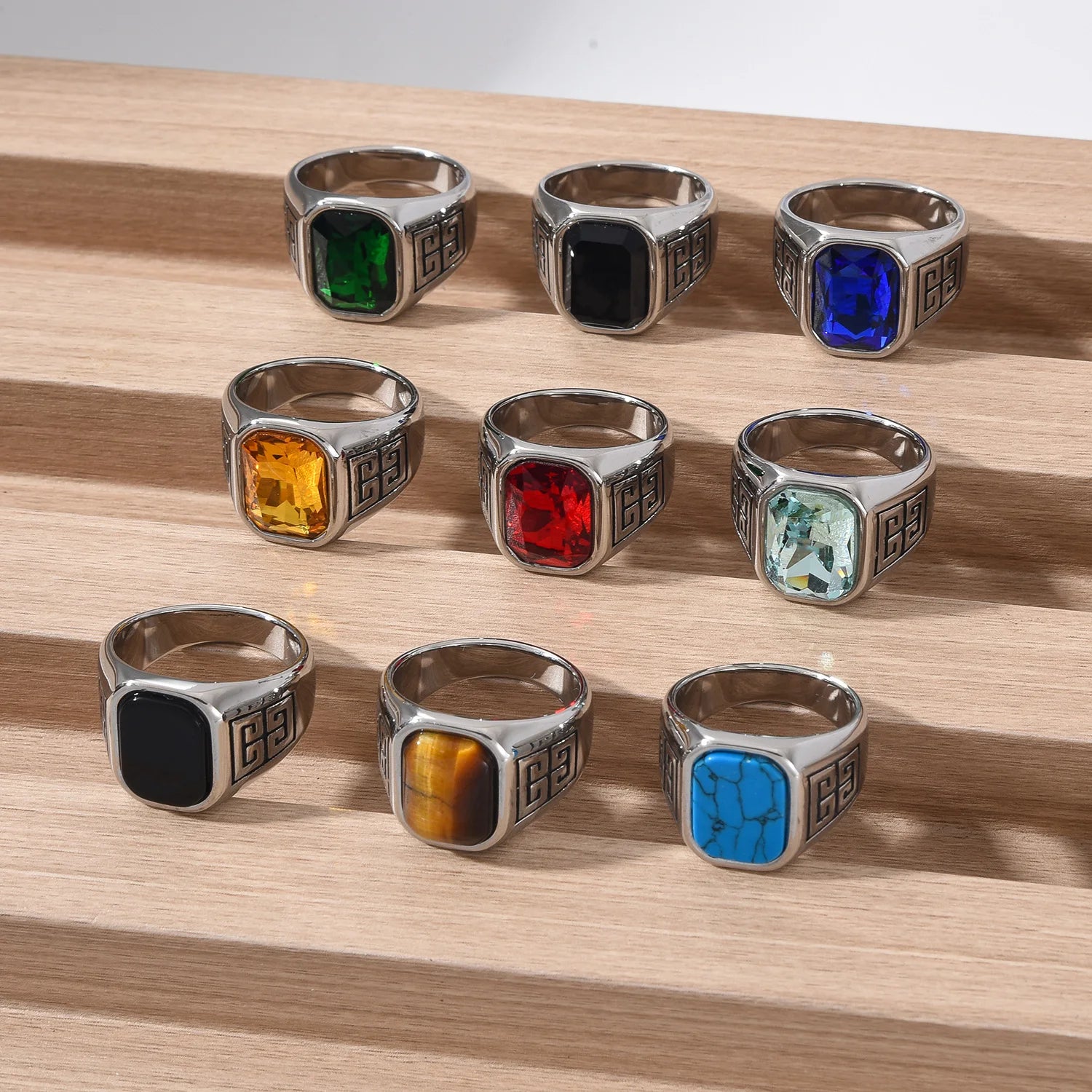 A3485 Men's High Quality 316LStainless Steel Onyx Watchband Rings Classic Fashion Trend Jewelry Product - Jeglowstore