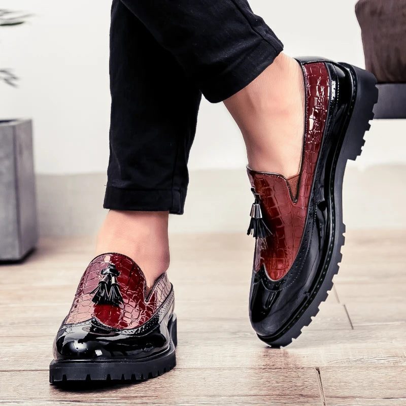 Men’s Business Casual Croc Print Shoes - Jeglowstore