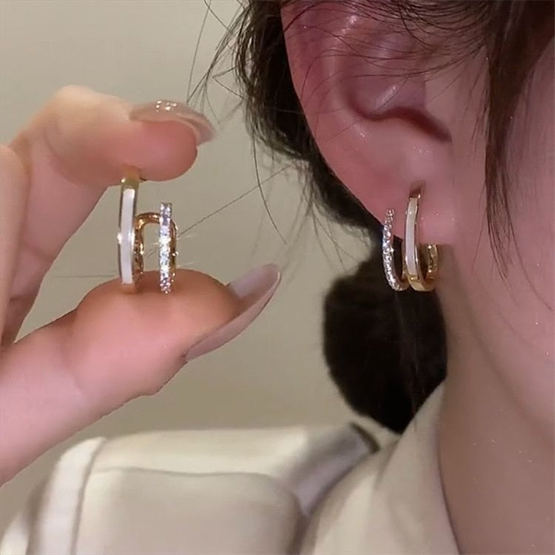 Korean Crystal Earrings Metal Pearl Ear Clips For Women Fashion Ear Claw Earring Girls Elegant Trendy Jewelry Party Gift