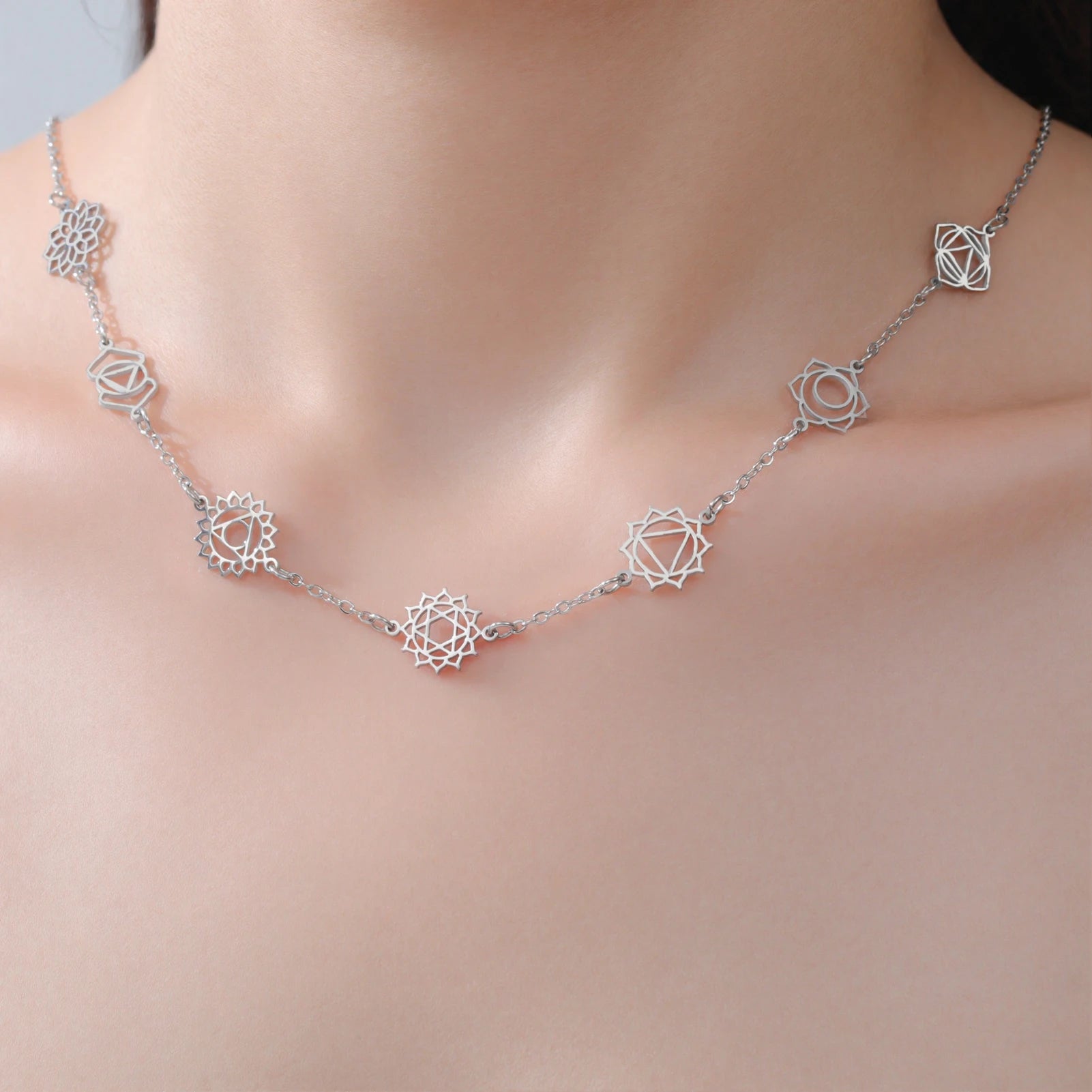 Gold Stainless Steel Chakra Meditation Necklace - Jeglowstore