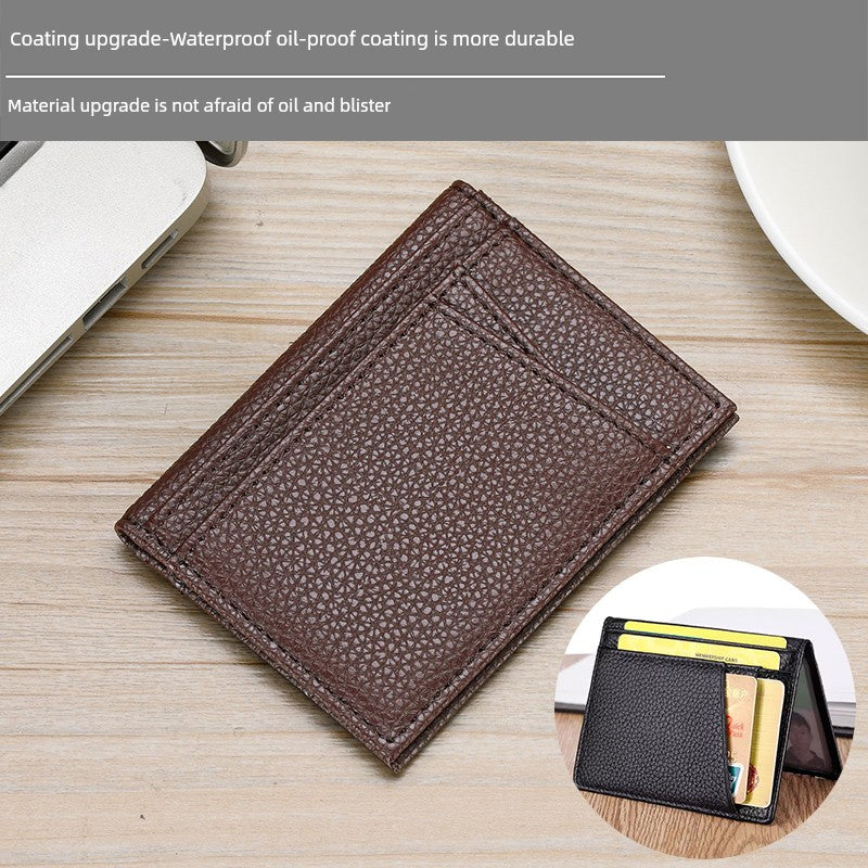 Ultra-Thin Genuine Leather Card Holder Men Driver's License Wallet Small and Simple Multi-Card Card Clip