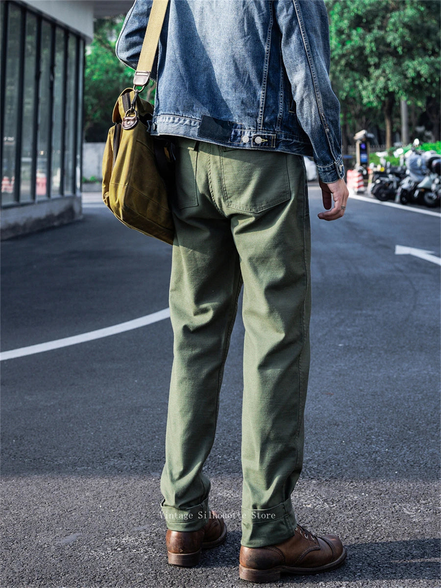 Vintage Olive Green Baker Trousers - Jeglowstore