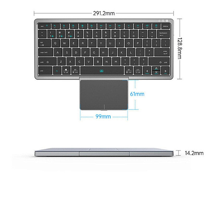 For Ipad Tablet Mobile Portable Wireless Bluetooth Keyboard With Hidden Touch Pad Holder Magnetic PU Leather Case Removable