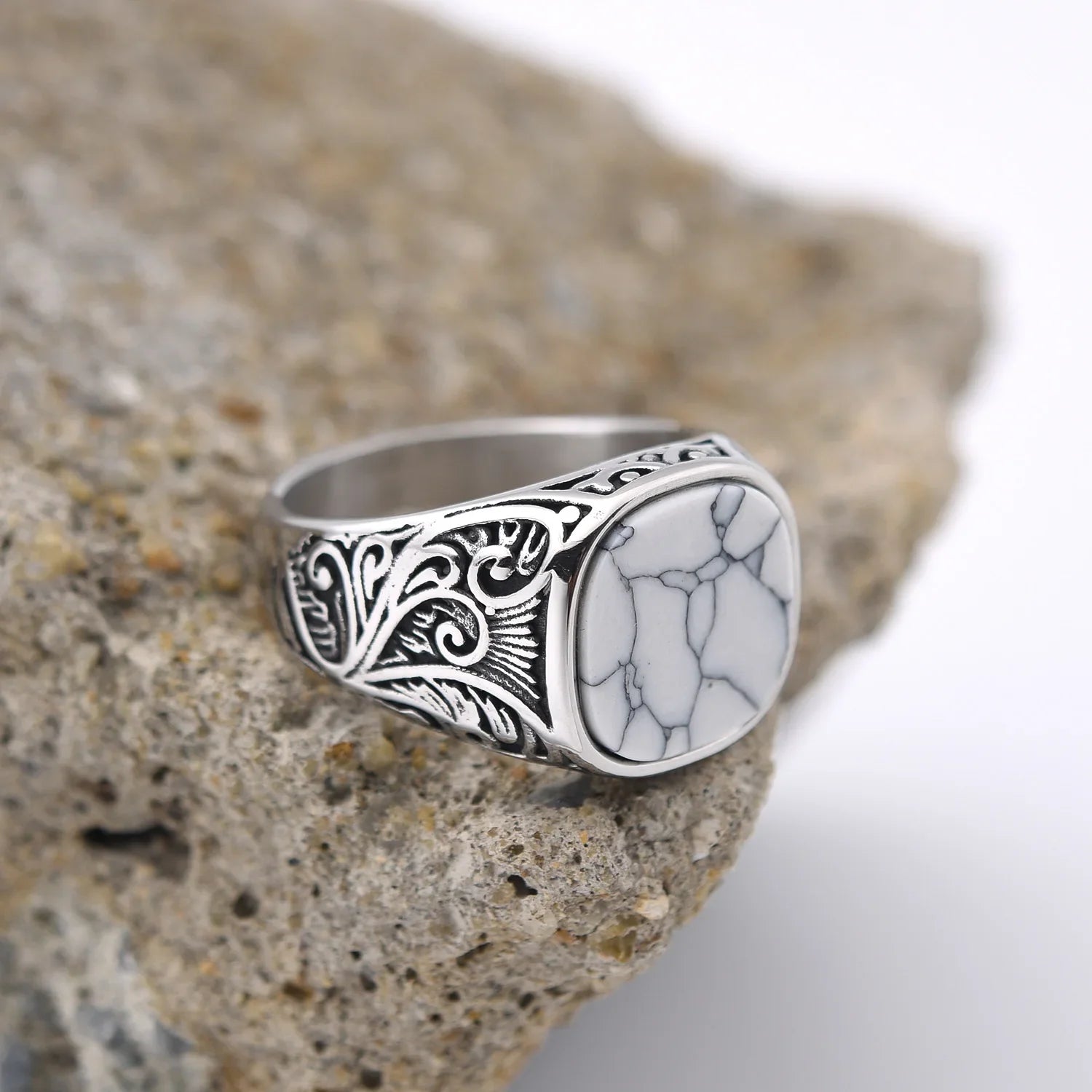 Men’s Multi-Color Stainless Steel Gemstone Ring - Jeglowstore