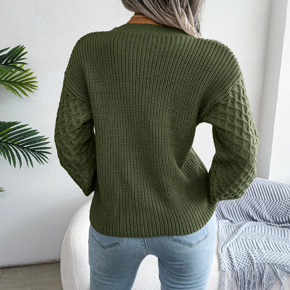 Women’s Fashion Lantern Sleeve Sweater - Jeglowstore