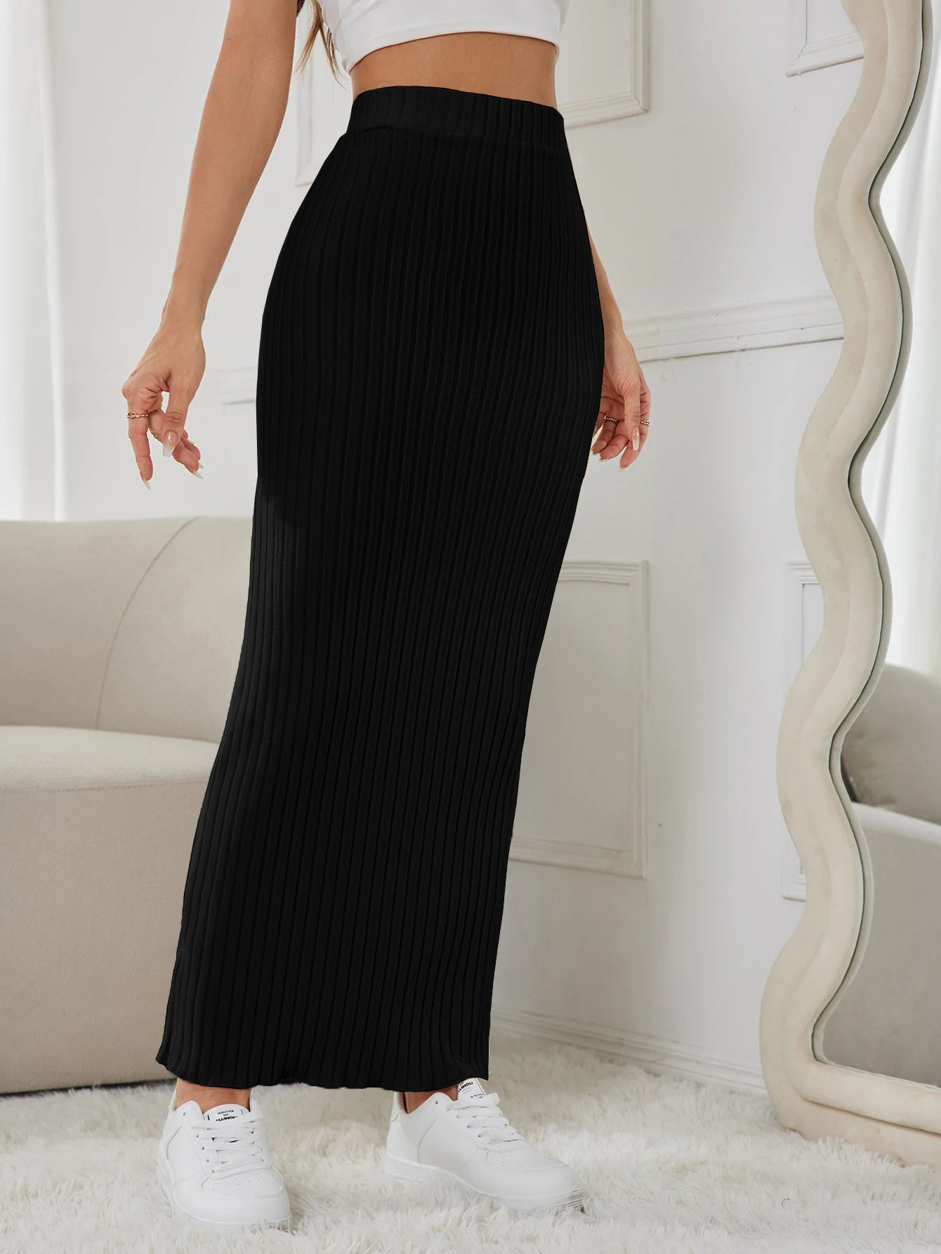 Casual High Waist Knit Skirt - Jeglowstore