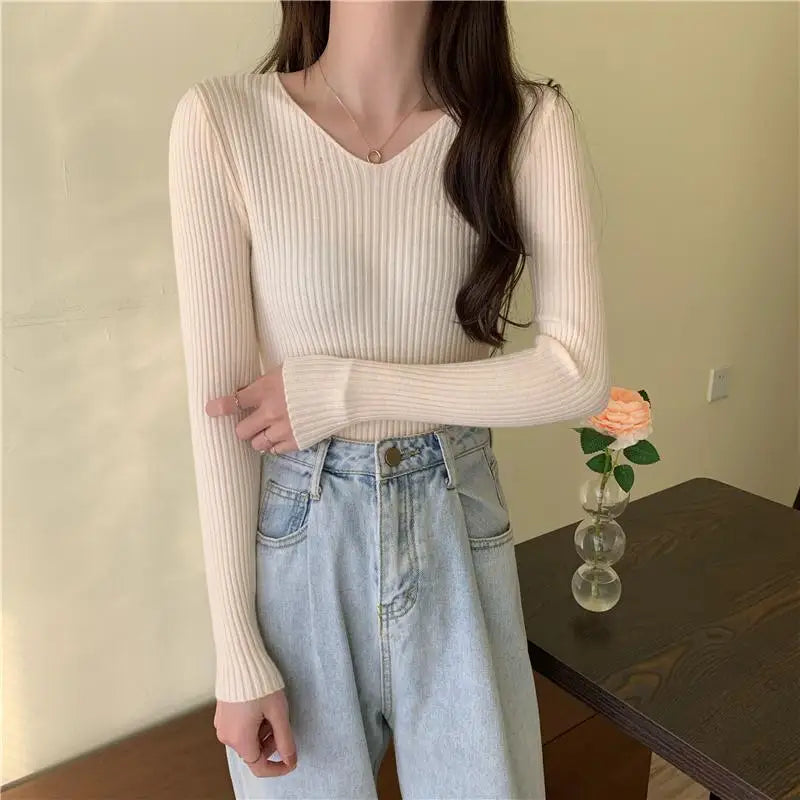 Women’s Solid Color Knit Sweatert - Jeglowstore