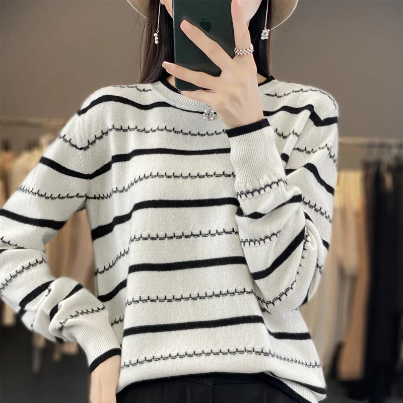 Women’s Two-Color Knit Sweater - Jeglowstore