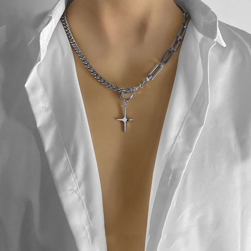 YQ Stainless Steel Star Cross Pendant - Jeglowstore