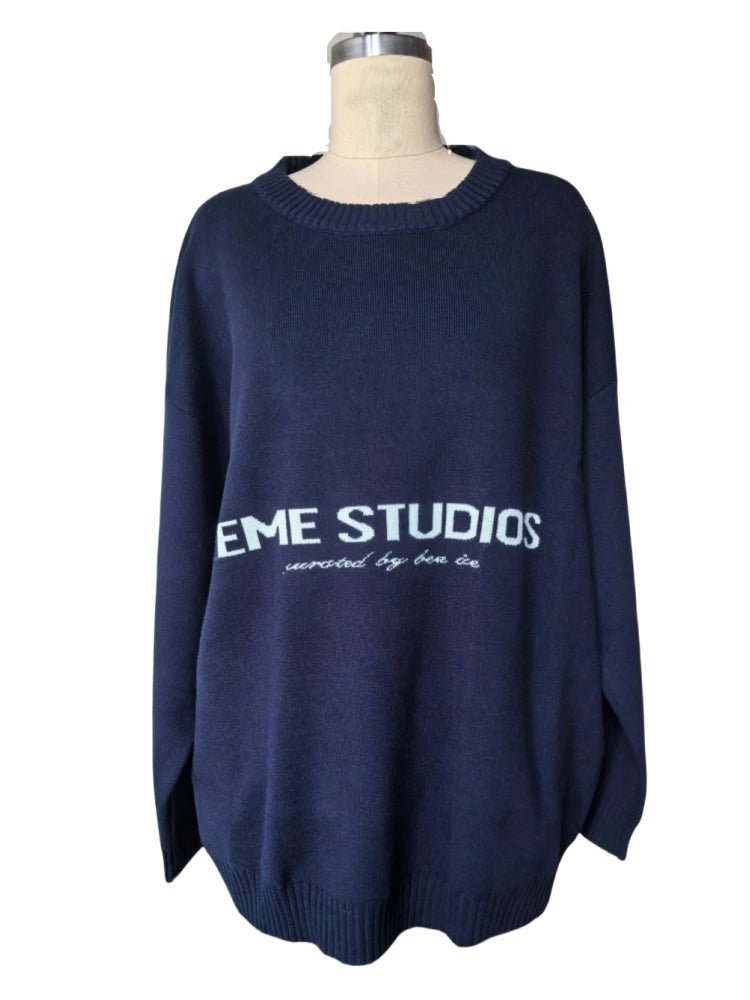 Women’s Letter Print Knit Sweater - Jeglowstore