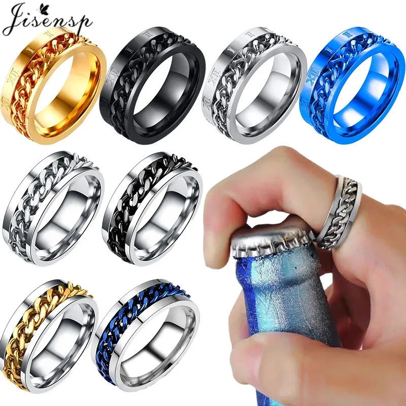 Rotatable Chain Fidget Ring for Men - Jeglowstore
