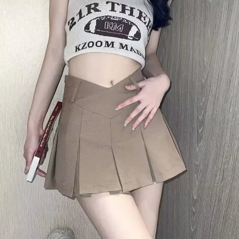 V-Waist Pleated Mini Skirt - Jeglowstore