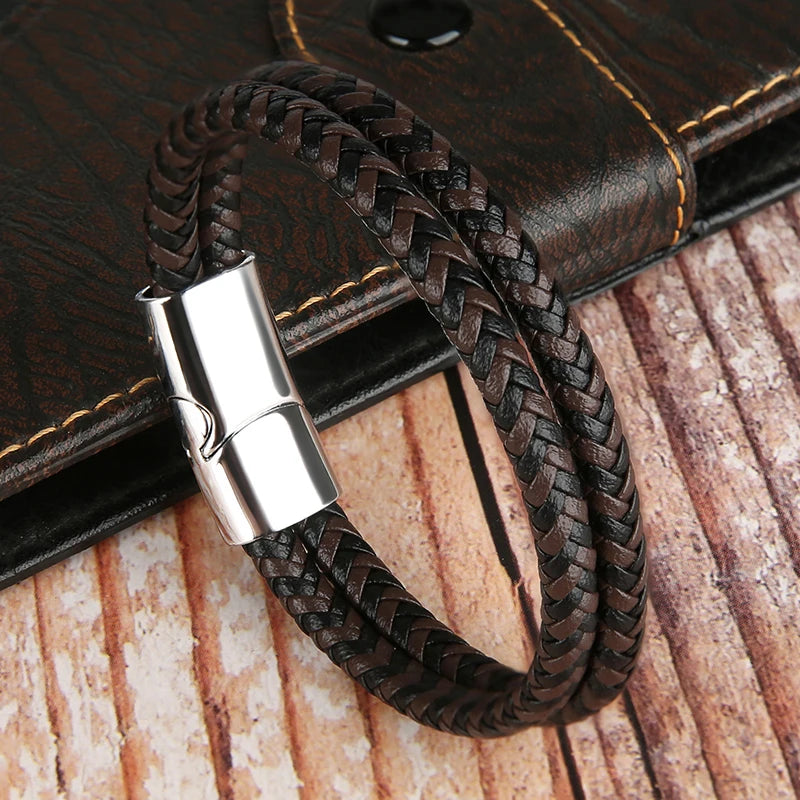 Genuine Leather Double Layer Bracelet - Jeglowstore