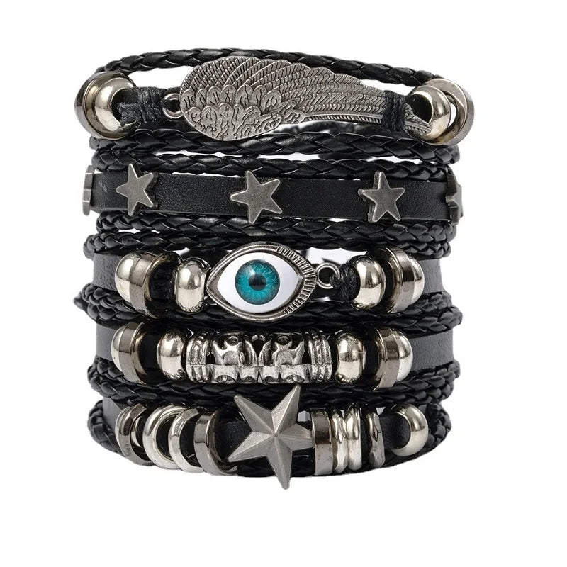 Rock Gothic Multilayer Leather Bracelet - Jeglowstore