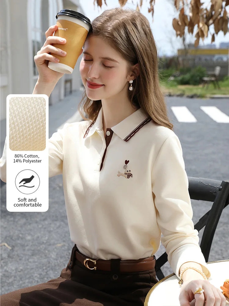 Women’s Contrast Polo Neck T-Shirt