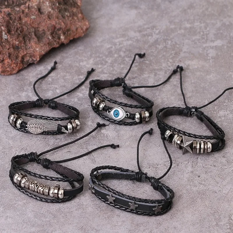Rock Gothic Multilayer Leather Bracelet - Jeglowstore
