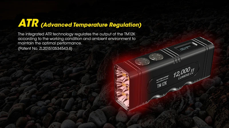 12000 Lumens NITECORE TM12K USB-C Rechargeable High Power Flashlight Built-in 21700 Li-ion Battery