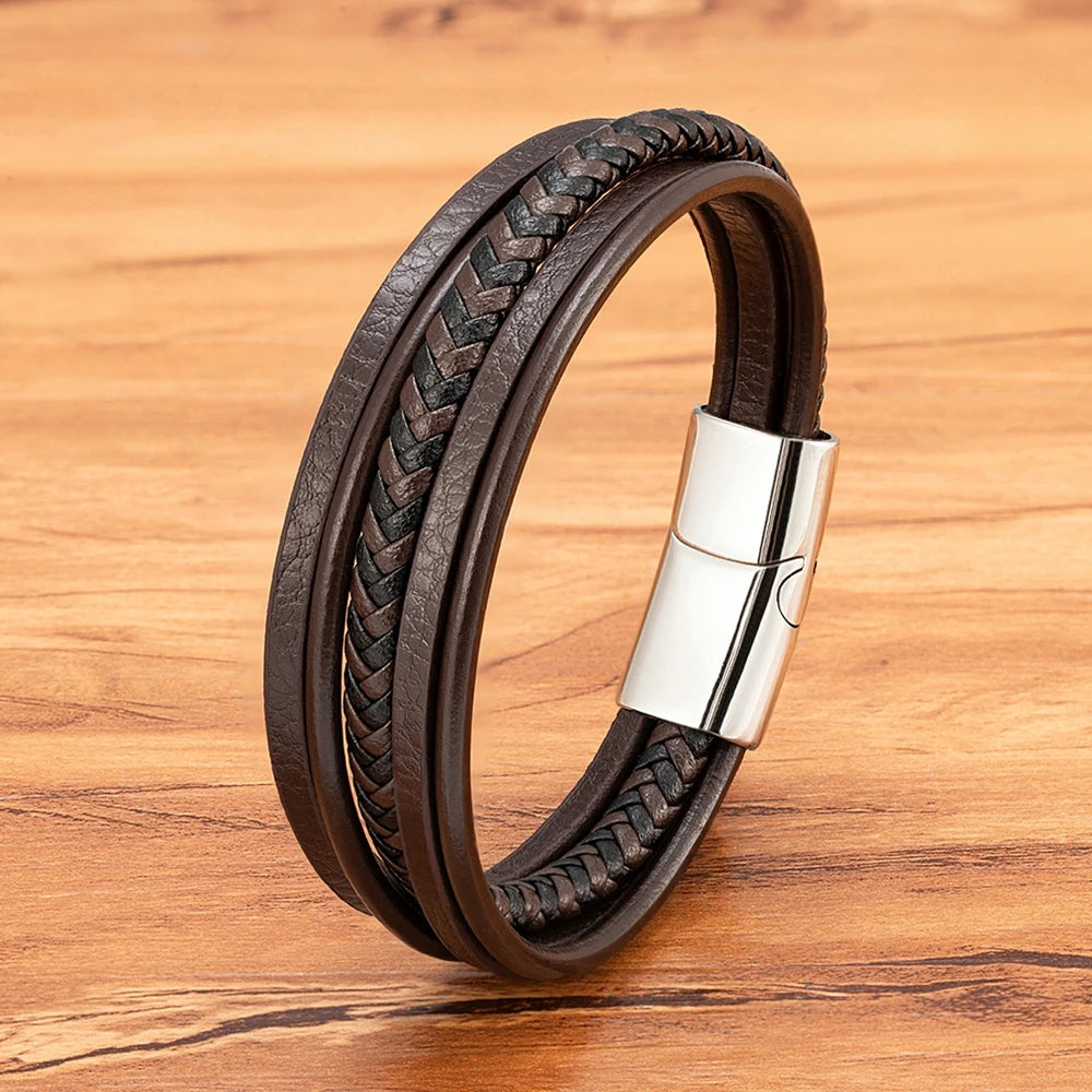 Men’s Multilayer Woven Leather Bracelet