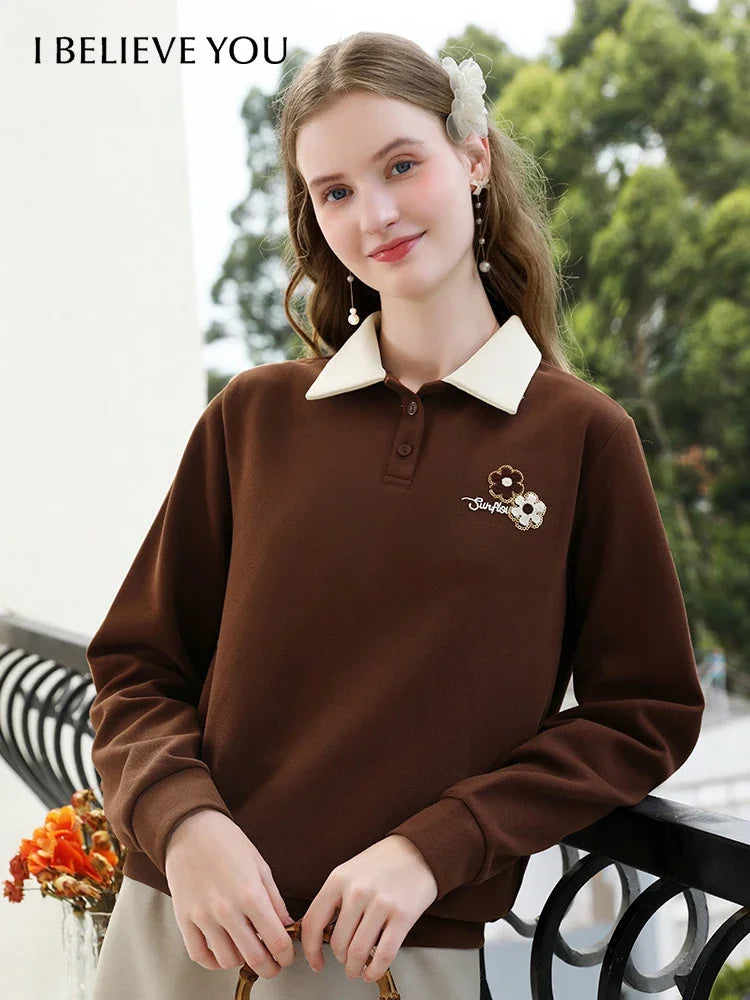 Women’s Embroidered Velvet Pullover - Jeglowstore