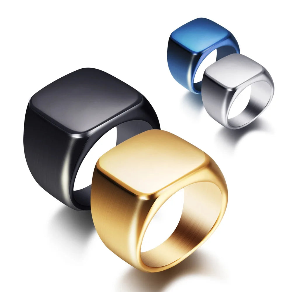 Men’s Square Stainless Steel Signet Ring - Jeglowstore