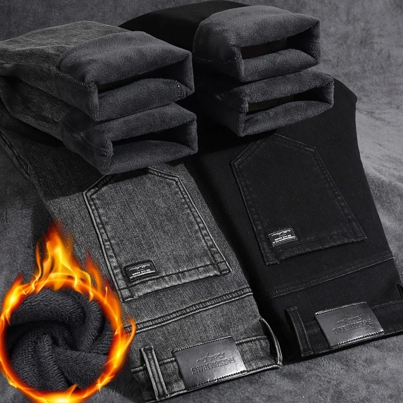 Men’s Warm Fleece Denim Pants - Jeglowstore