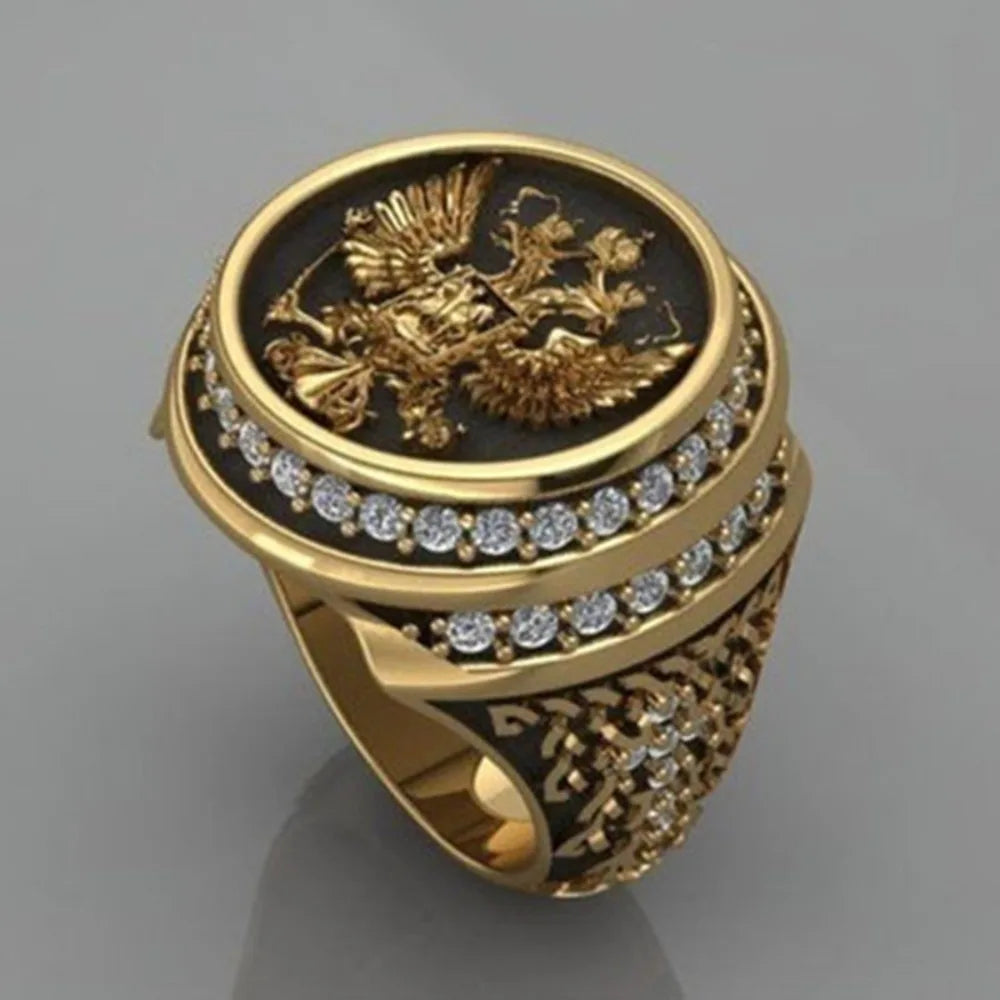 Luxury Men’s Retro Totem Ring - Jeglowstore