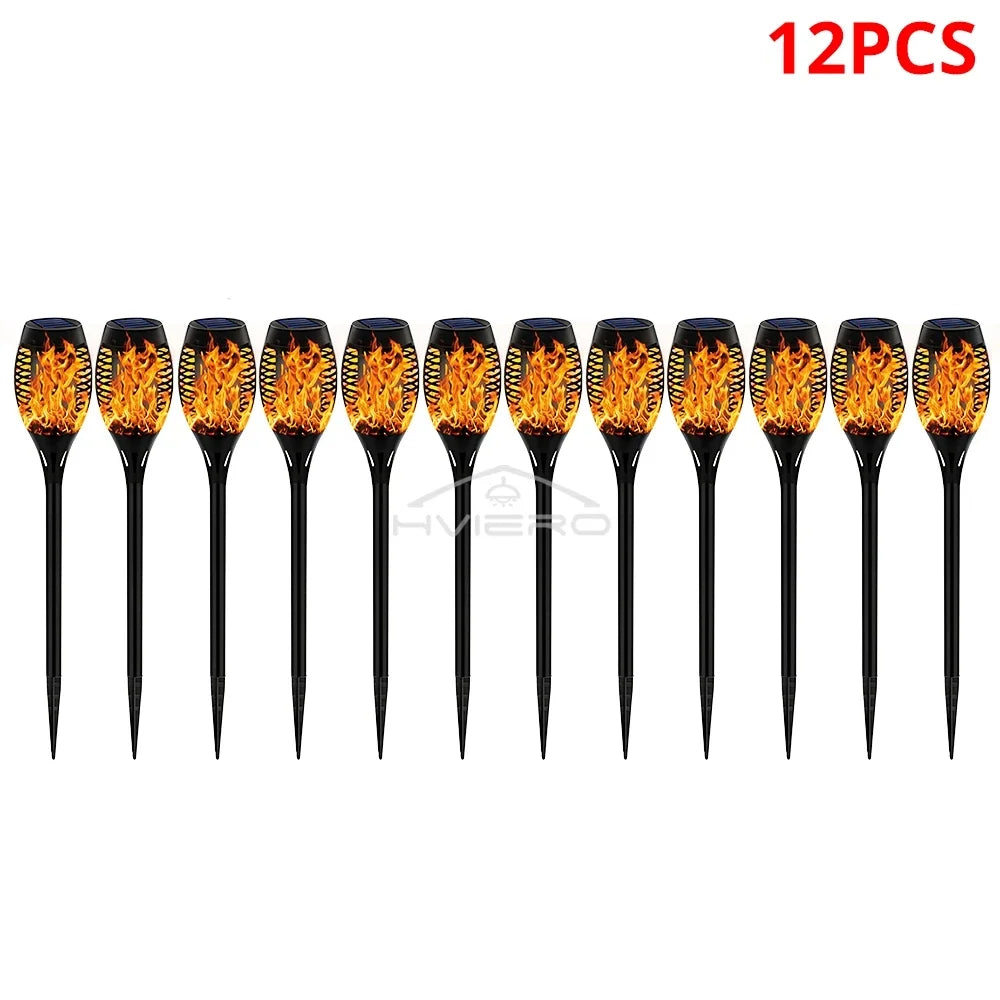 1/2/4/6/8/10/12X Solar Flame Torch Lights 12LED Flickering Waterproof Garden Decoration Outdoor Lawn Path Yard Patio Floor Lamp - Jeglowstore