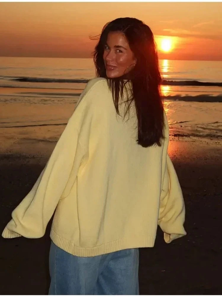 Women’s Letter Print Knit Sweater - Jeglowstore