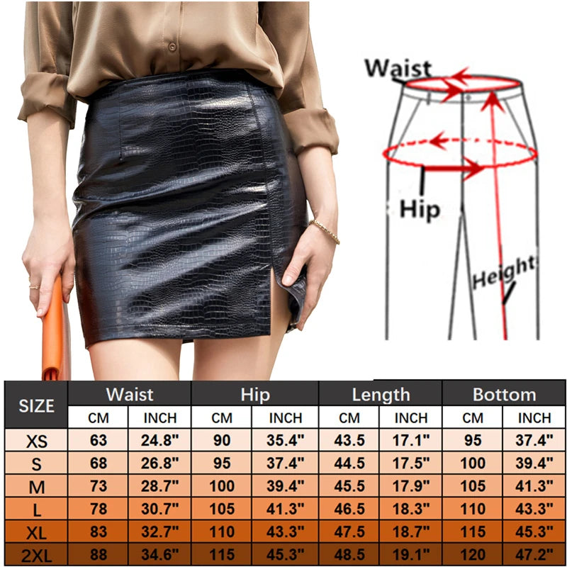 Crocodile Print PU Slim Skirt