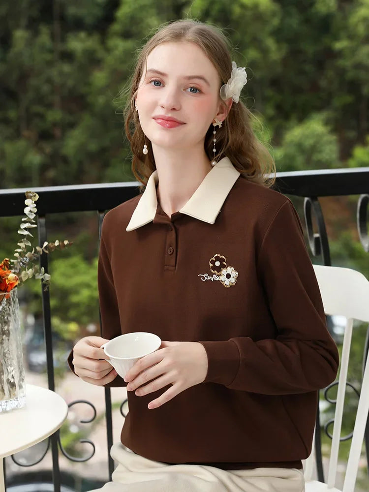 Women’s Embroidered Velvet Pullover - Jeglowstore