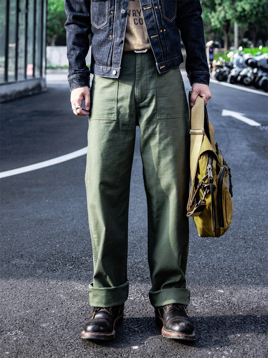 Vintage Olive Green Baker Trousers - Jeglowstore