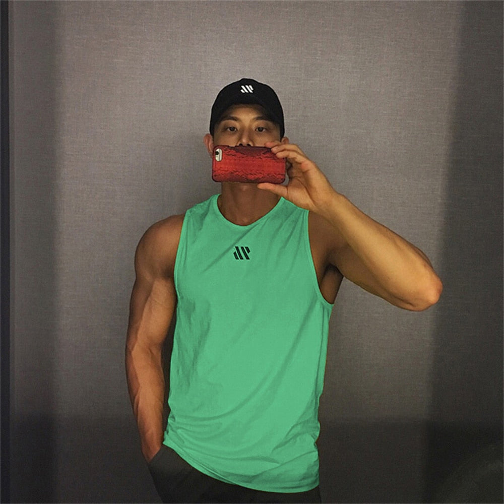 Men's Summer Gym Shirt Street High Quality Sleeveless T-shirts For Men Tank Tops Workout Fitness Singlets Sport Vest Clothing