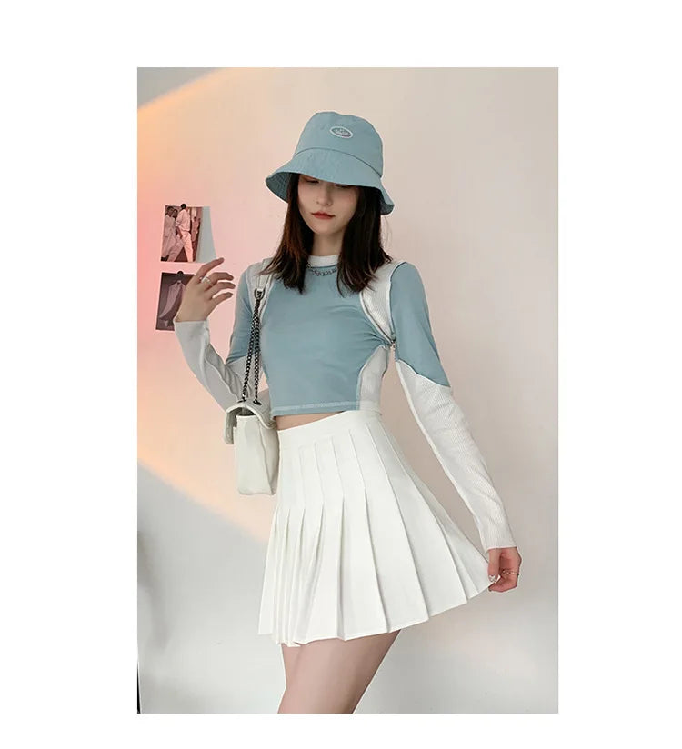 High Waist Pleated Mini Skirt