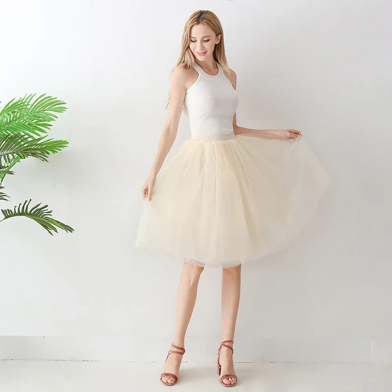 High Waist Tulle Midi Skirt