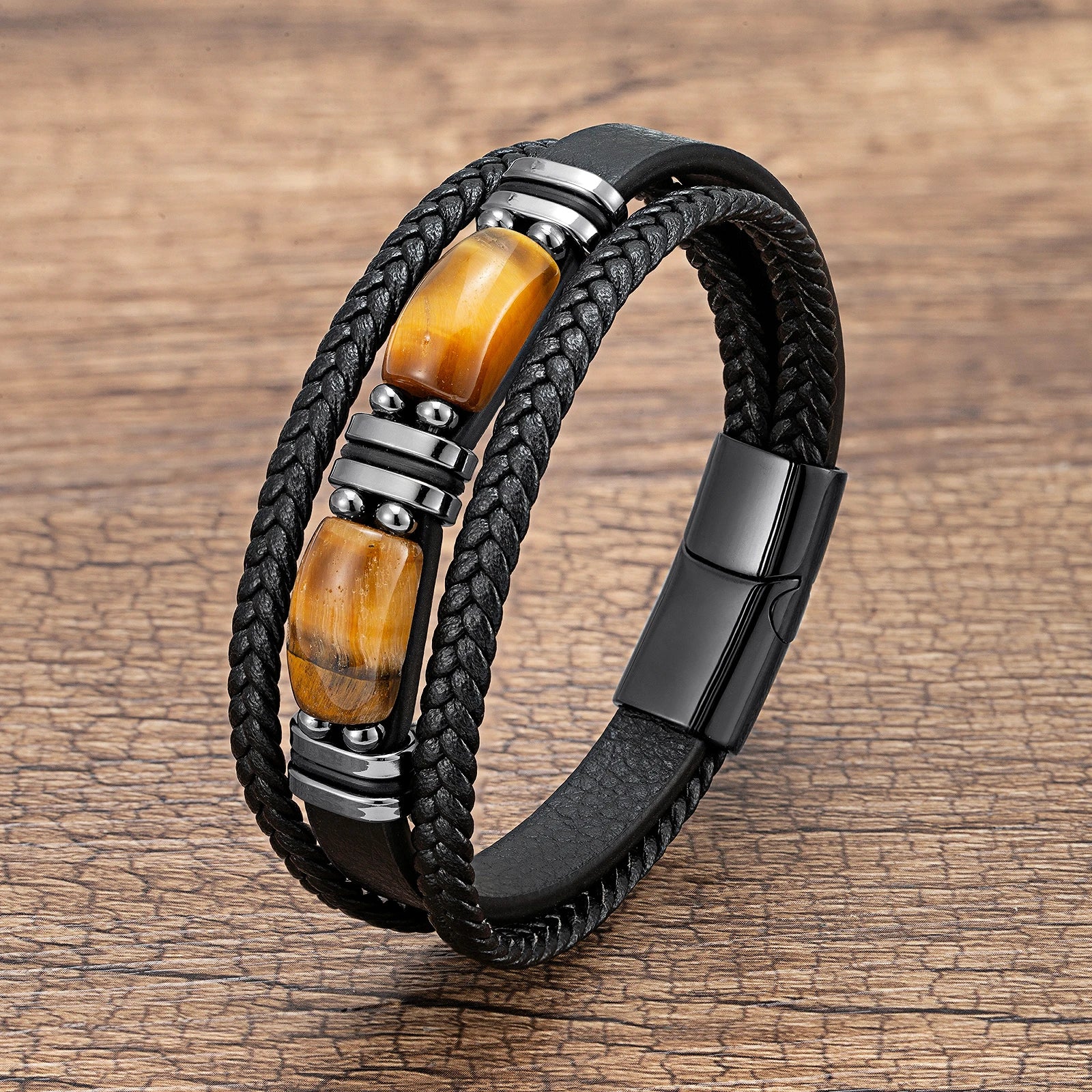 Multilayer Tiger Eye Leather Bracelet - Jeglowstore