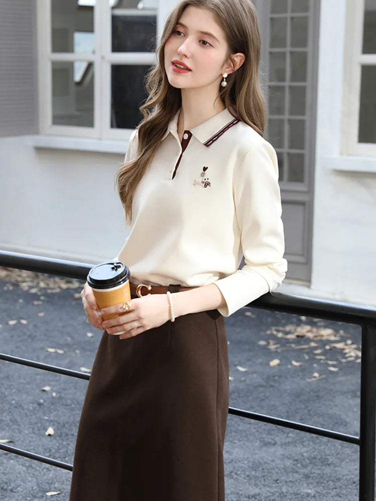 Women’s Contrast Polo Neck T-Shirt