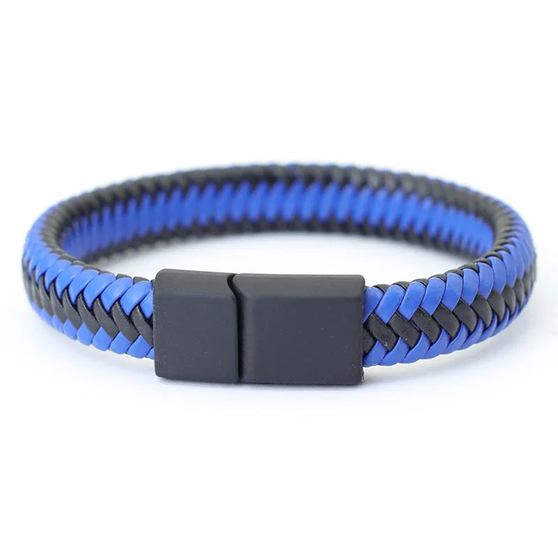 Black Braided Leather Men’s Bracelet - Jeglowstore