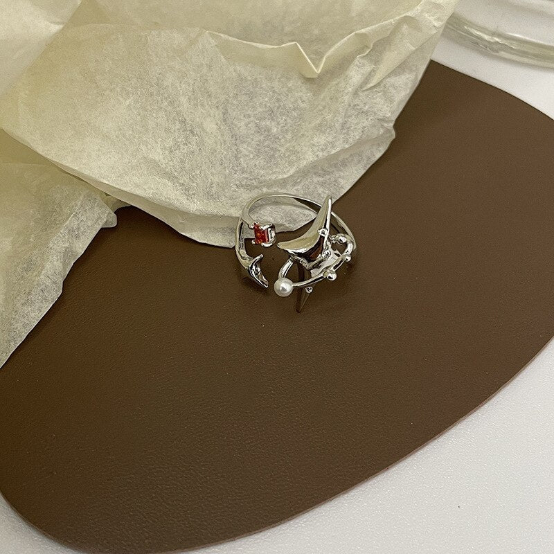 Women's Ring Simple Star Ring Open Mouth Adjustable Awning Send Girlfriend Girlfriends Gift Jewellery Jewellery
